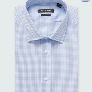 Indochino Helston Anti-Wrinkle Gingham Blue Dress Shirt